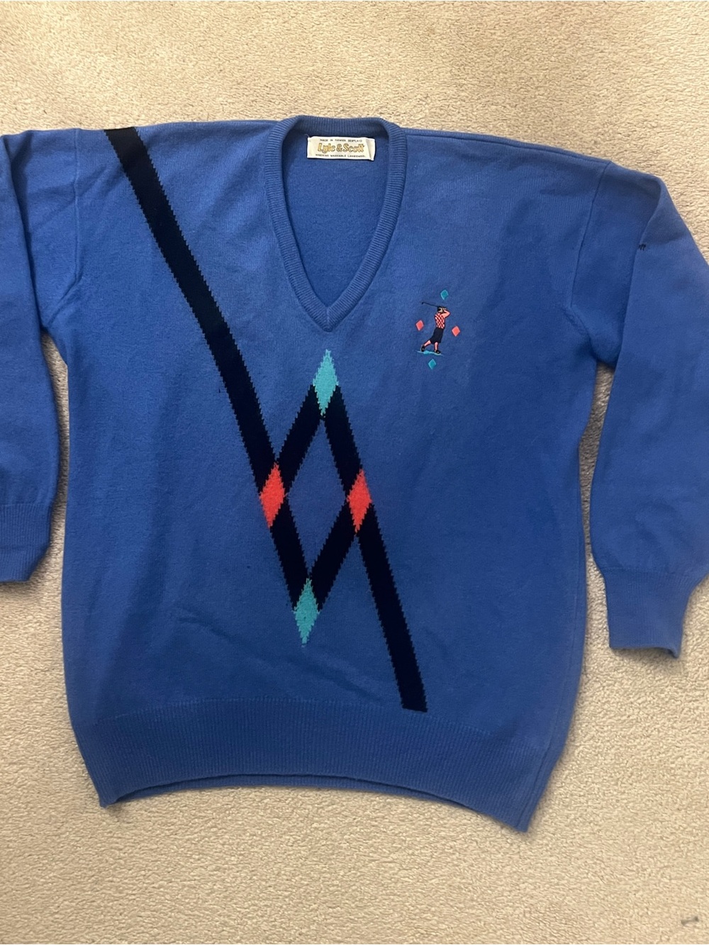 Vintage Lyle & Scott Lambswool Golf Sweater Size L-XL